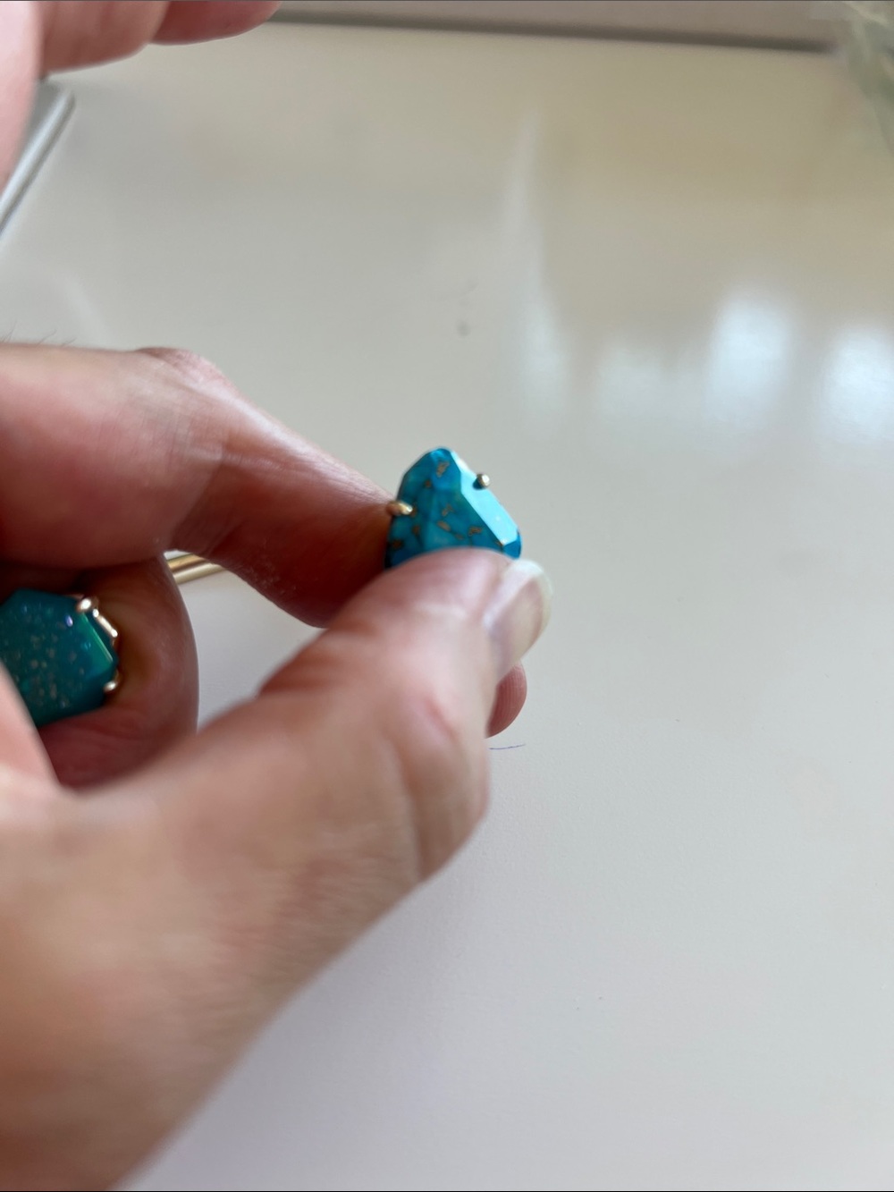 Kendra Scott Gold Open Cuff Bracelet with Turquoise Stones - Picture 2 of 4